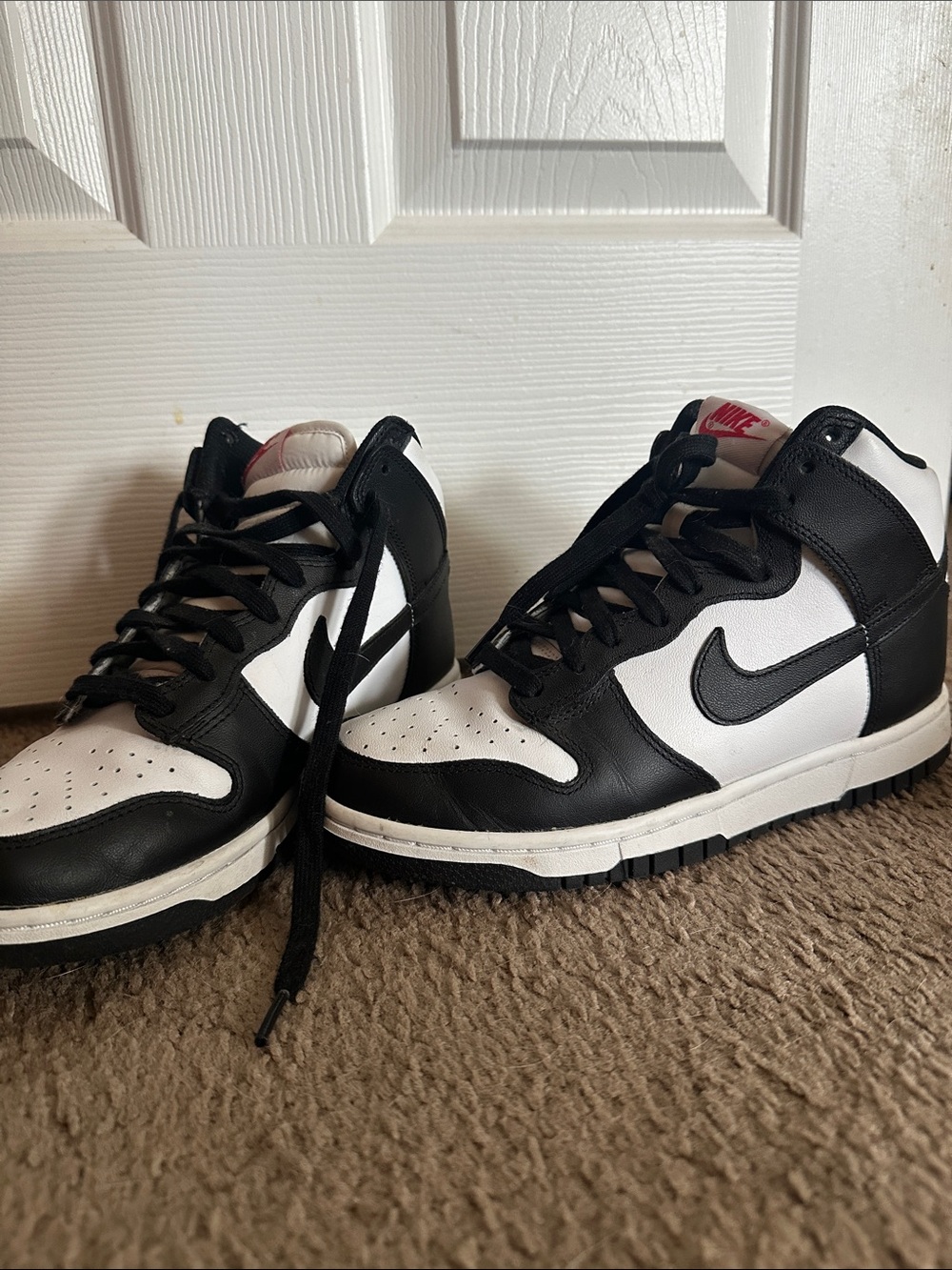 Nike Women's Black and White High-Top Dunks